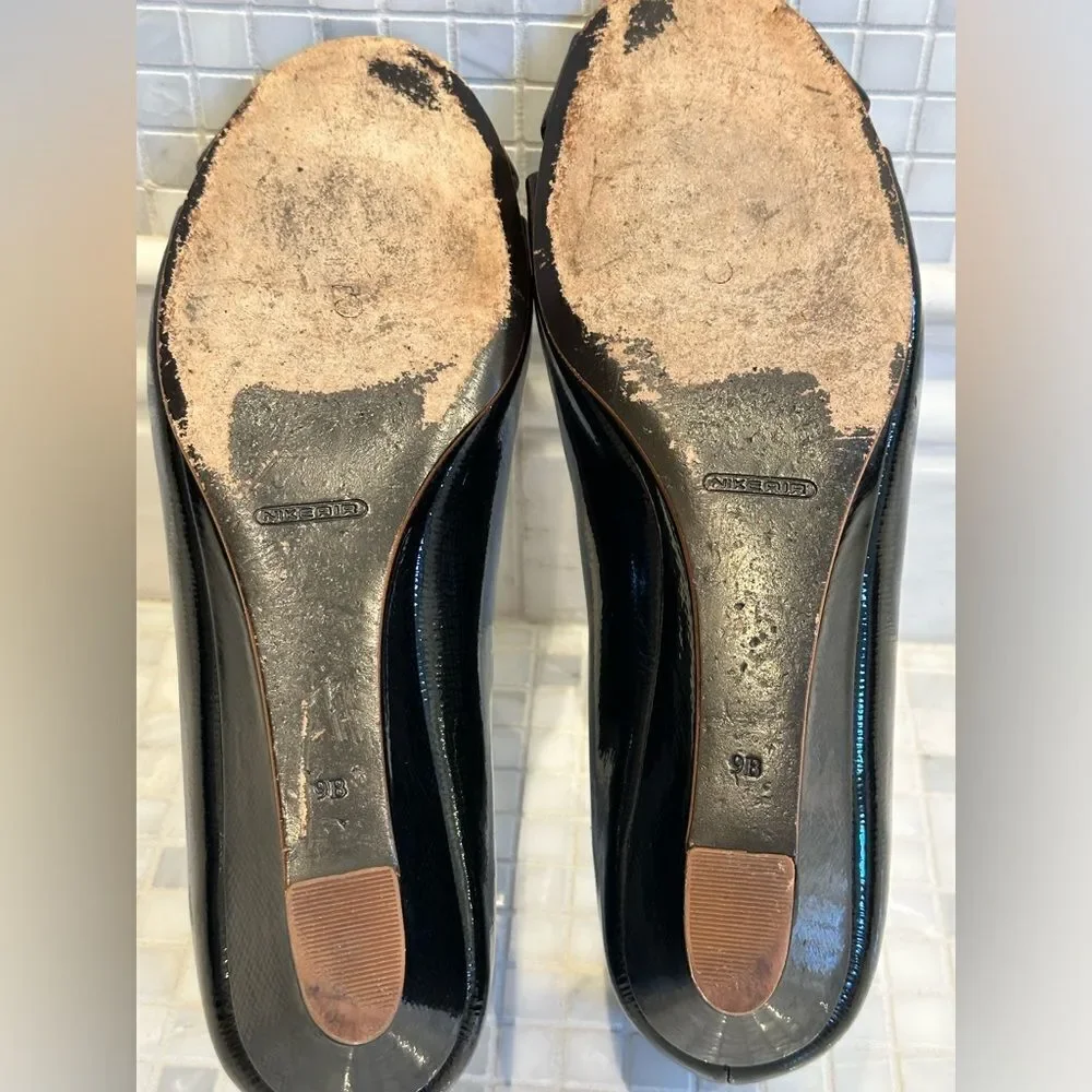 Cole Haan Black Criss Cross Open Toe Low Wedge